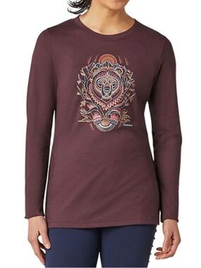 Smartwool Top Women's Large Merino Sport 150 Base layer Tee Autumn Sun Bear